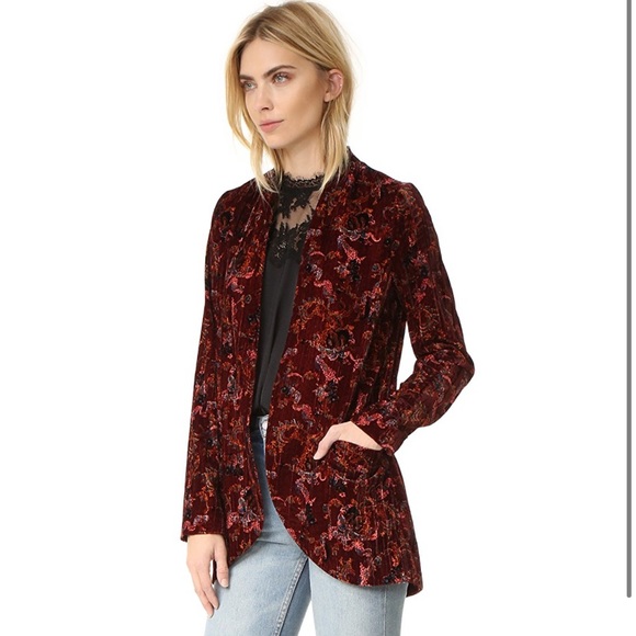 Free people crinkle velvet jacket blazer - Picture 3 of 8